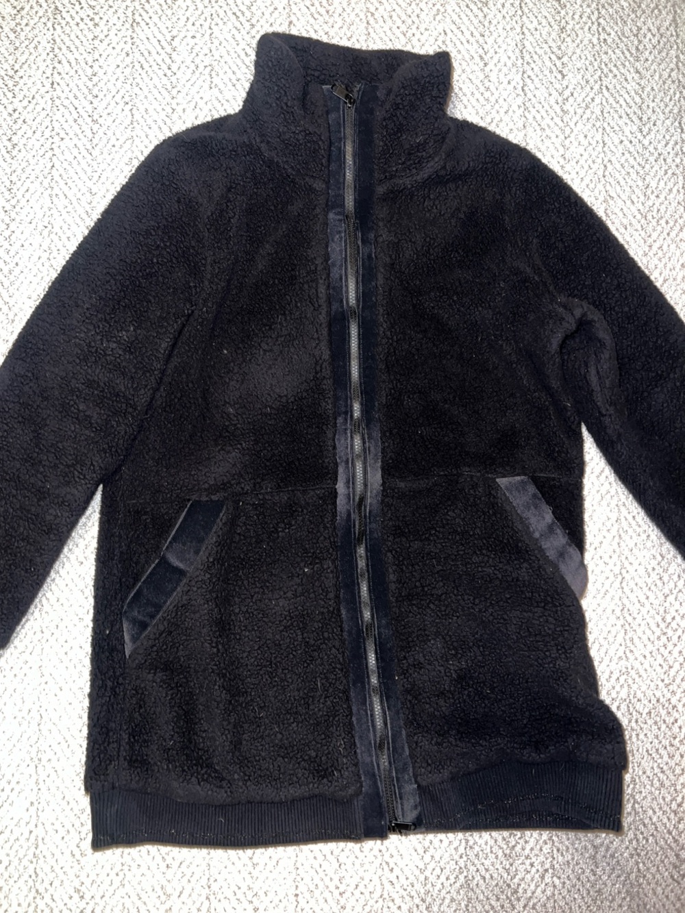 Women’s Athleta Black Sherpa Zip-Up Jacket